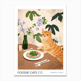 Foodie Cats Co Cat And Pasta With Spinach Canvas Print