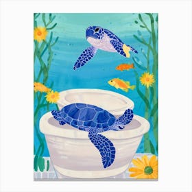 Turtles In The Bath Canvas Print