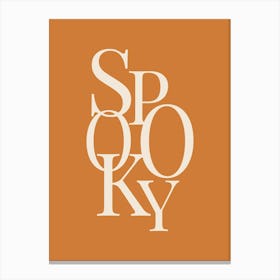 Modern Spooky Typography - White & Orange Canvas Print