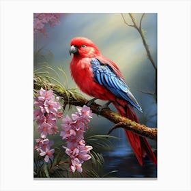 Perched in Paradise: Rosella Jungle Bird Art Canvas Print