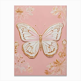 Butterfly On Pink Canvas Print