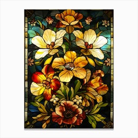 Colorful Stained Glass Flowers 14 Canvas Print