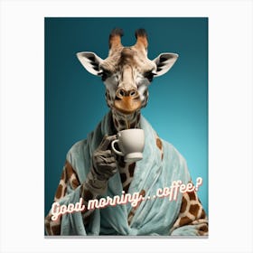 Giraffe coffee morning 2 Canvas Print