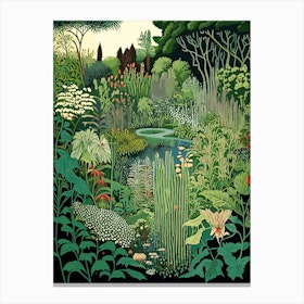Monet S Garden, Usa Vintage Botanical Canvas Print