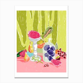 Pink And Green Still Life Canvas Print