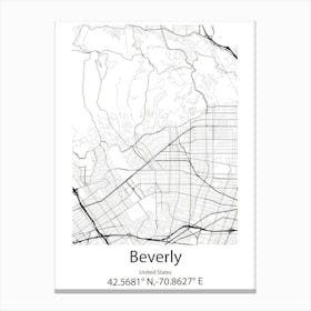 Beverly Hills,United States Minimalist Map 1 Canvas Print