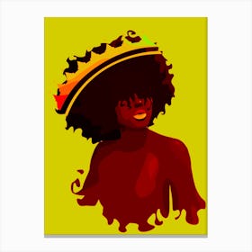 Afro Woman Art Prints Illustration Olive Canvas Print