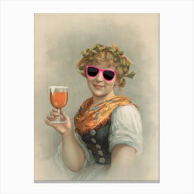 Girl With A Glass Of Beer Canvas Print