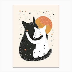 Cat And Dog Hugging Canvas Print