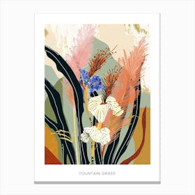Colourful Flower Illustration Poster Fountain Grass 2 Canvas Print