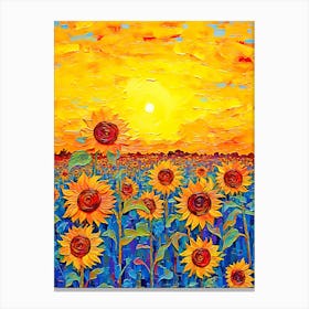 Sunflowers At Sunset Canvas Print