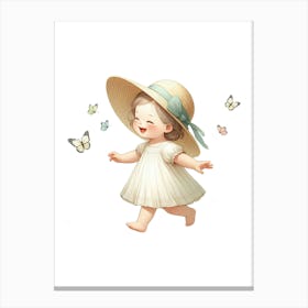 Little Girl In A Hat Canvas Print