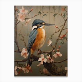 Dark And Moody Botanical Kingfisher 3 Canvas Print