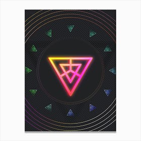 Neon Geometric Glyph in Pink and Yellow Circle Array on Black n.0434 Canvas Print