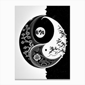 Black And White Yin and Yang 8, Illustration Canvas Print