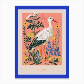 Spring Birds Poster Stork 6 Canvas Print