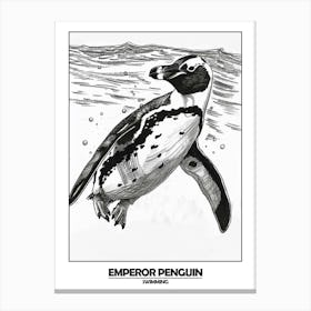Penguin Swimming Poster 2 Canvas Print