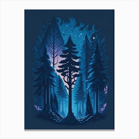 A Fantasy Forest At Night In Blue Theme 28 Canvas Print