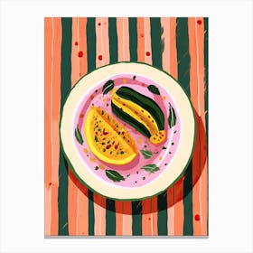 A Plate Of Pumpkins, Autumn Food Illustration Top View 44 Canvas Print