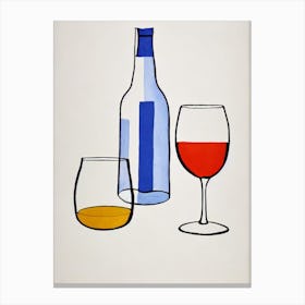 Alabama Slammer Picasso 2 Line Drawing Cocktail Poster Canvas Print