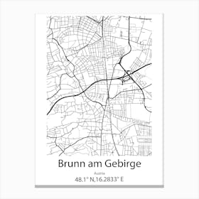 Brunn Am Gebirge,Austria Minimalist Map Canvas Print