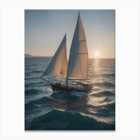 Sailboat At Sunset 3 Canvas Print