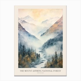 Autumn Forest Landscape The Mount Aspiring National Forest New Zealand Poster Canvas Print