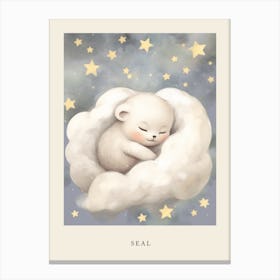 Sleeping Baby Seal Pup Nursery Poster Canvas Print