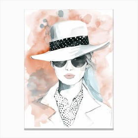 Watercolor Illustration Of A Woman In A Hat Canvas Print