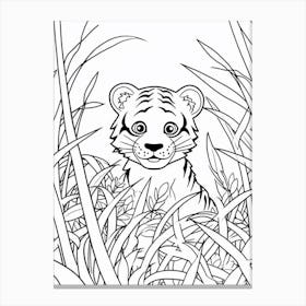 Line Art Jungle Animal Sumatran Tiger 2 Canvas Print