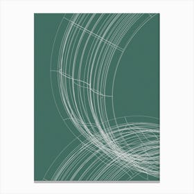 White On Green Abstract Wire Circles Canvas Print