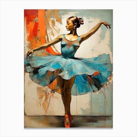 Balerina In Turquoise Red Orange Canvas Print