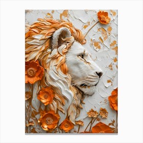 Lion With Flowers Canvas Print