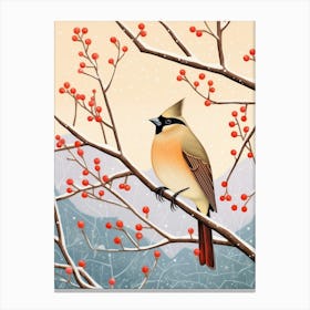 Bird Illustration Cedar Waxwing 3 Canvas Print