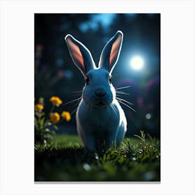 White Rabbit In The Gras - Diverse Art Illustration 47 Canvas Print