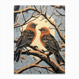Art Nouveau Birds Poster Finch 4 Canvas Print