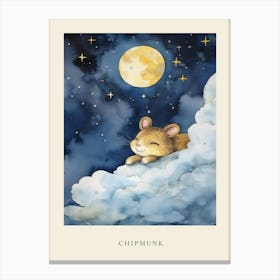 Baby Chipmunk 4 Sleeping In The Clouds Nursery Poster Canvas Print
