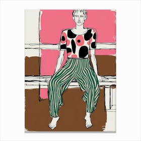 Woman Sitting On A Bench 3 Canvas Print