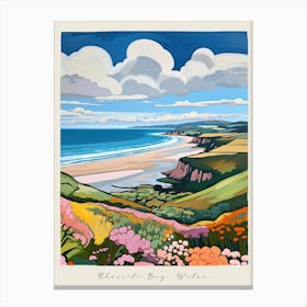 Poster Of Rhossili Bay, Gower Peninsula, Wales, Matisse And Rousseau Style 3 Canvas Print