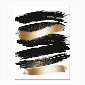 Gold And Black Brushstrokes 1 Canvas Print