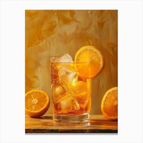 Orange Iced Tea On Wooden Table Canvas Print