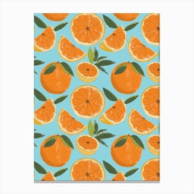 Juicy Oranges Blue Canvas Print