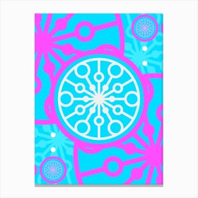 Geometric Glyph in White and Bubblegum Pink and Candy Blue n.0073 Canvas Print