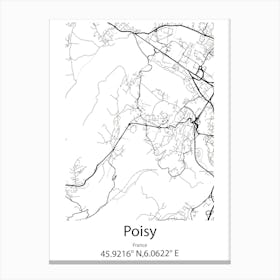 Poisy,France Minimalist Map Canvas Print