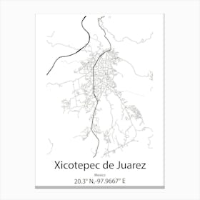 Xicotepec De Juarez,Mexico Minimalist Map Leinwandbilder