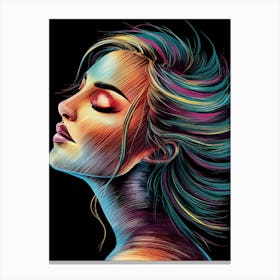 Portrait Of A Woman With Colorful Hair 3 Canvas Print