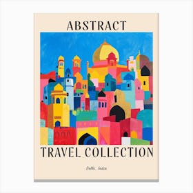 Abstract Travel Collection Poster Delhi India 3 Canvas Print