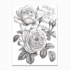 Rose Musical Line Drawing 1 Canvas Print