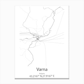 Varna,Bulgaria Minimalist Map Leinwandbild