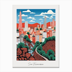 Poster Of San Francisco, Illustration In The Style Of Pop Art 1 Canvas Print